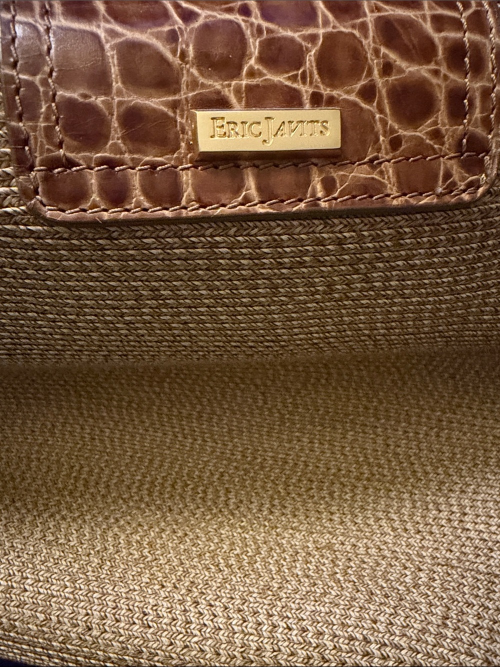Eric Javits New York Squishee Croc-Trim Woven Tote - Picture 2 of 3